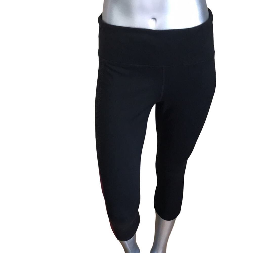Athleta Cropped Yoga Leggings Purple Black Women's Size Large - Picture 3 of 10